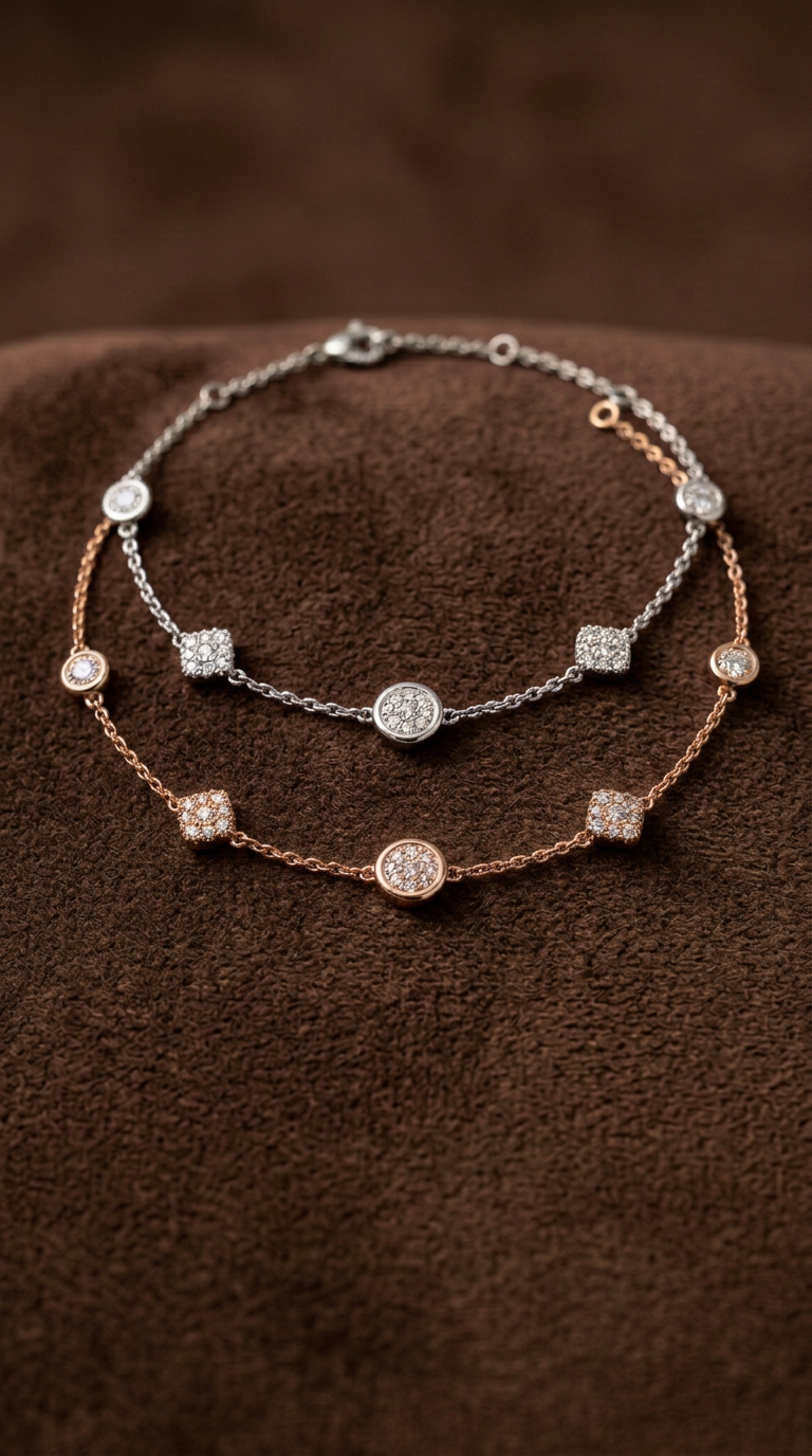 White metal diamond jewellery mixed across shapes and lengths